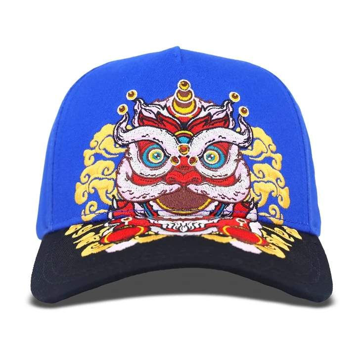 Dark Blue Lion Dance Pattern Baseball Cap